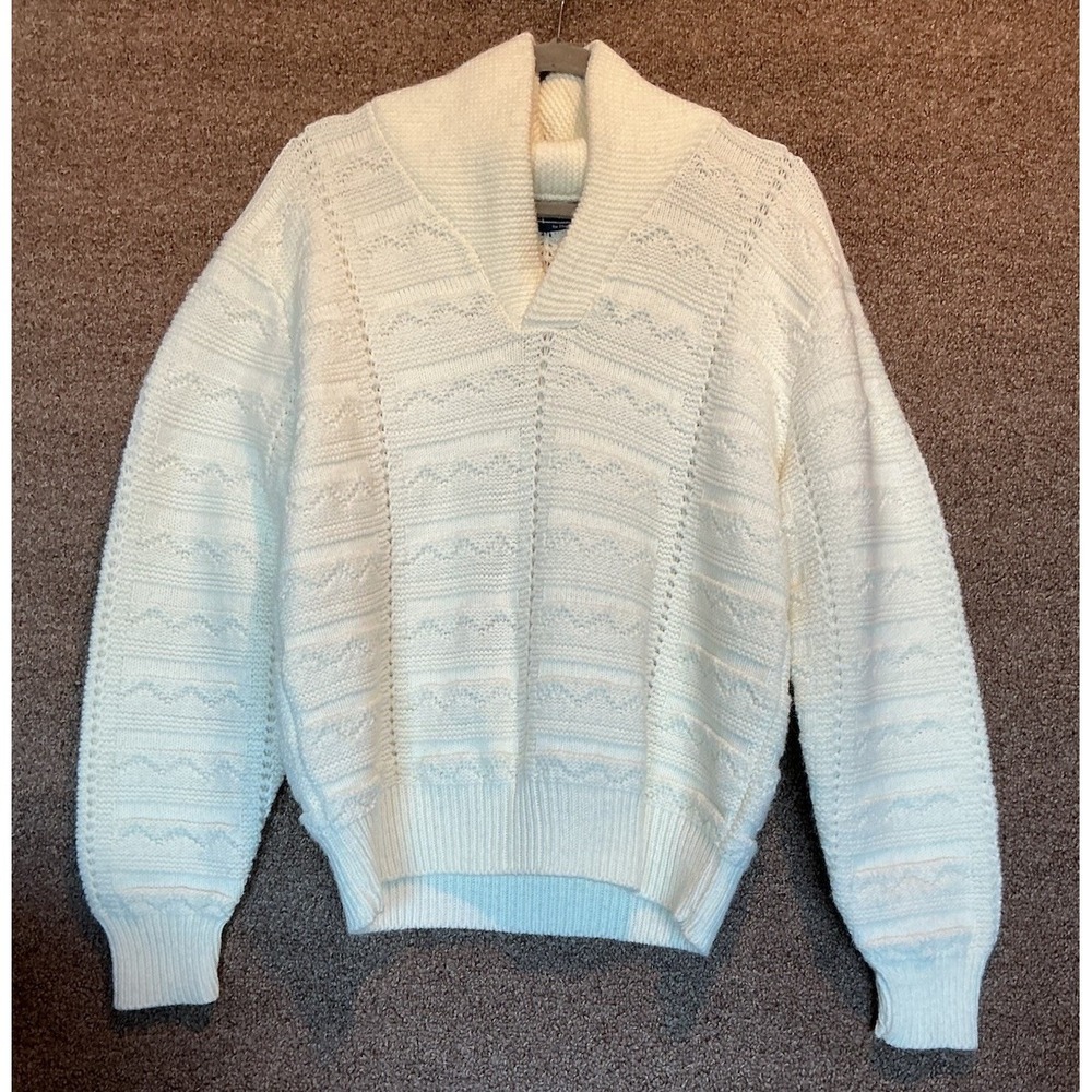 Oleg Cassini Burma Cable Knit Sweater WINTUCK VINTAGE XL Cream Chunky Women